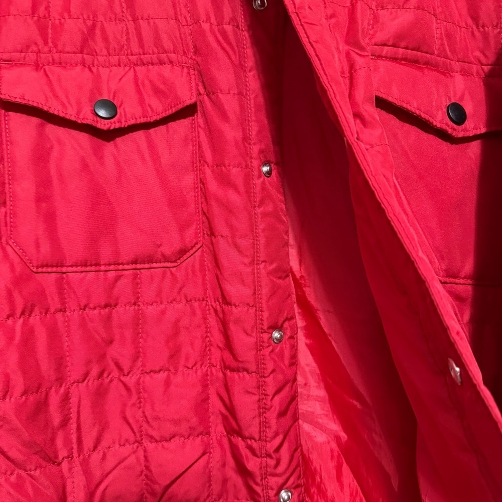 Chaps Solid Red Quilted Lightweight Snap Button Shirt Jacket - Picture 3 of 5